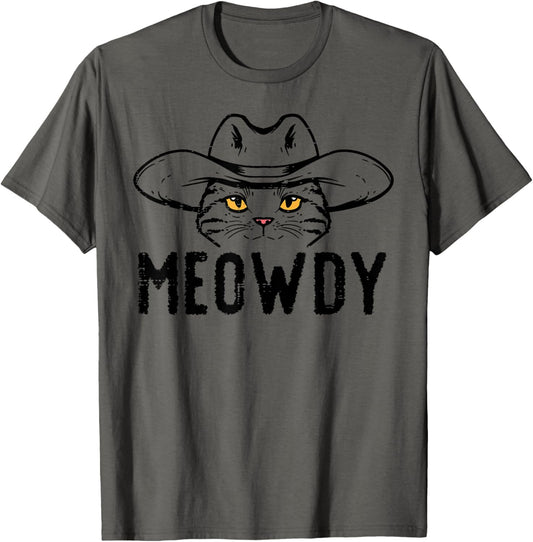 Meowdy Cat Cowboy Funny Meme Country Texas Men Women Kids T-Shirt