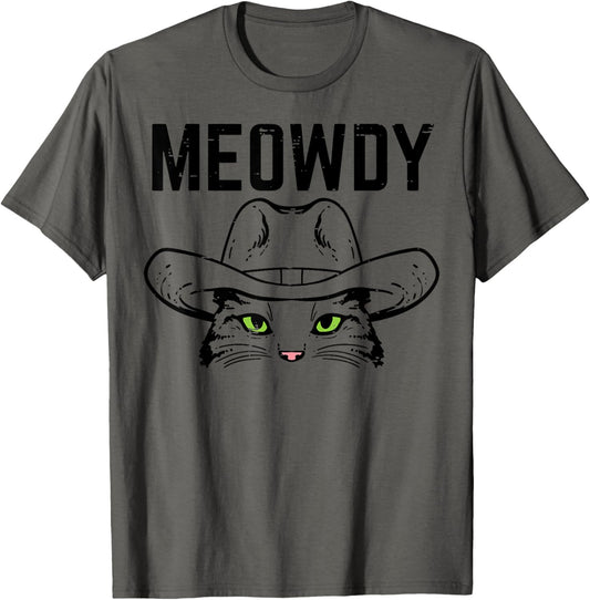 Cowboy Cat Meowdy Funny Texas Meme Country Men Women Kids T-Shirt