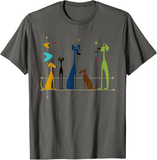 Retro Mid-Century Modern Dogs 50s 60s Style T-Shirt