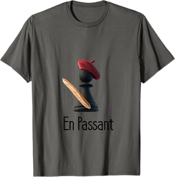 ChessTees En Passant Checkmate Chess Themed T-Shirt, Unisex-Adults, Grey, Small, Short Sleeve