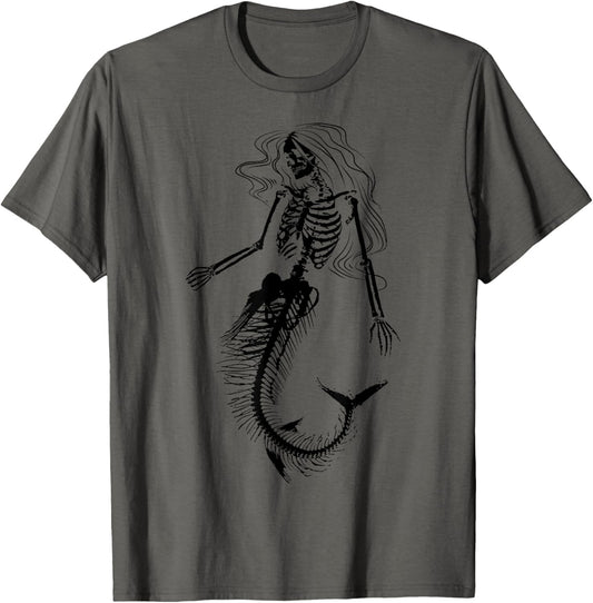 Funny Halloween Mermaid Skeleton Gift Cool Scary DIY Costume T-Shirt