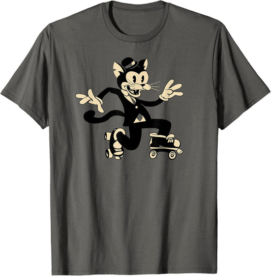 Cat in Roller Derby Skates - Old School Roller-Skating Kitty T-Shirt