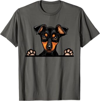 Miniature Pinscher Dog Breed Popping Up Fun Dog Owner Men Women Girls Kids T-Shirt
