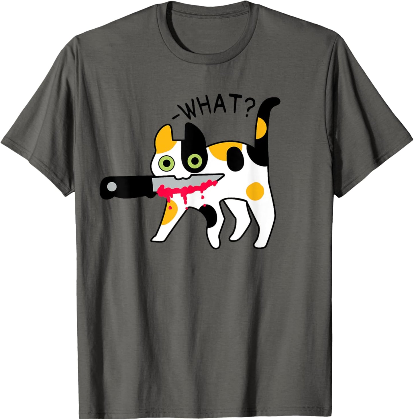 Cat What? Murderous Calico Cat With Knife Halloween Costume T-Shirt