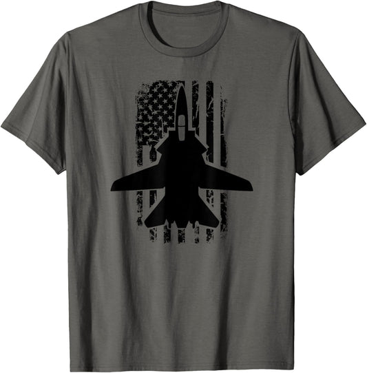 F14 Tomcat US Flag Fighter Airplane Jet Plane Aircraft Pilot T-Shirt