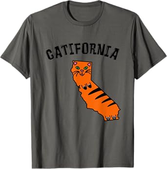 Catifornia California Map Silhouette Cute Cat Funny Kitty T-Shirt for Men Women Kids