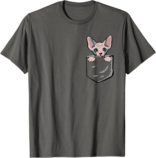 Adorable Little Sphynx Cat In The Pocket T-shirt T-Shirt