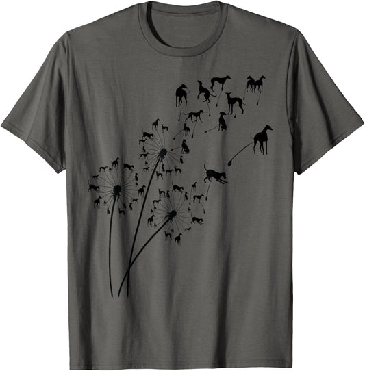Dandelion Greyhound Flower, Floral Greyhound Tree T-Shirt