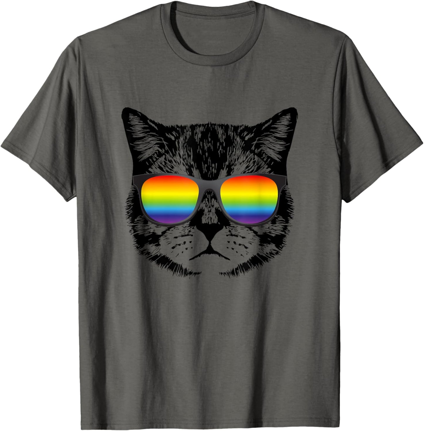 Funny Cat Gay Pride Rainbow Sunglasses Men Women Tee Pride T-Shirt