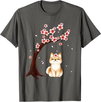 Shiba Inu Dog Japanese Cherry Blossom Sakura Flower T-Shirt T-Shirt for Men Women Girls Kids