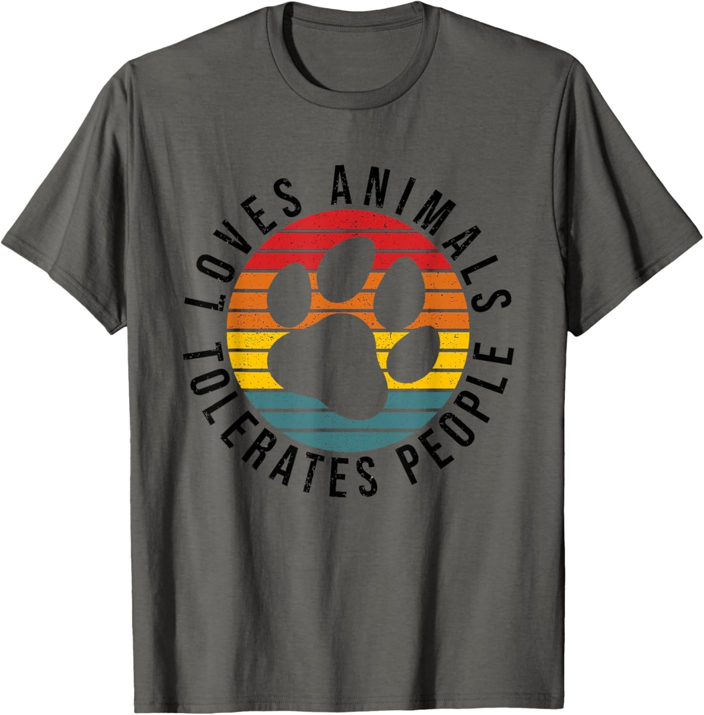 Vintage Retro Loves Animals Tolerates People - Funny T-Shirt