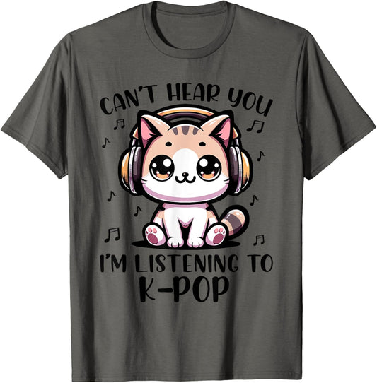 Funny Cat K-pop For Kids Teens Girls K pop Korean Pop Music T-Shirt