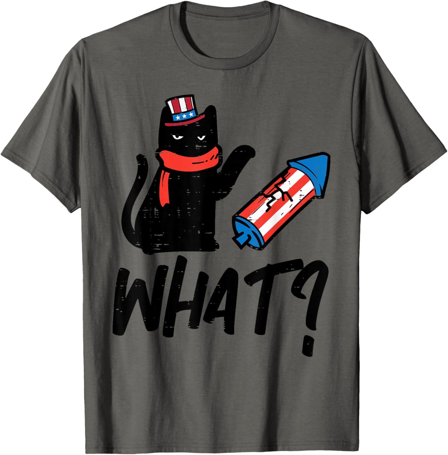4th Of July Black Cat What Funny Patriotic Women Men Kids T-Shirt