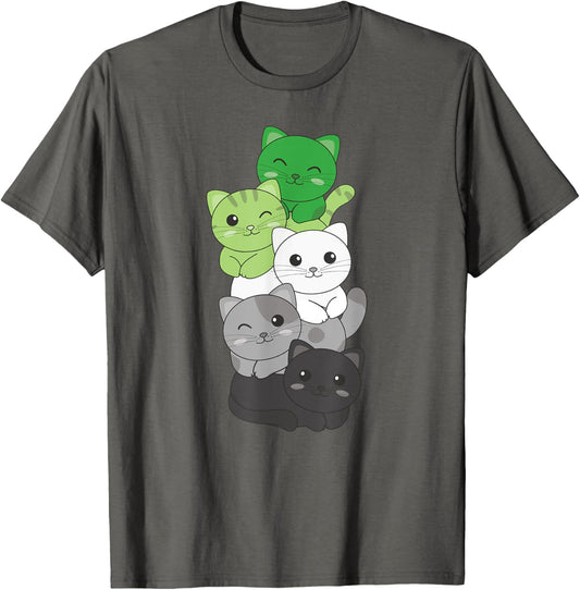 Aromantic Flag Pride LGBTQ Cats Aromantic cat T-Shirt