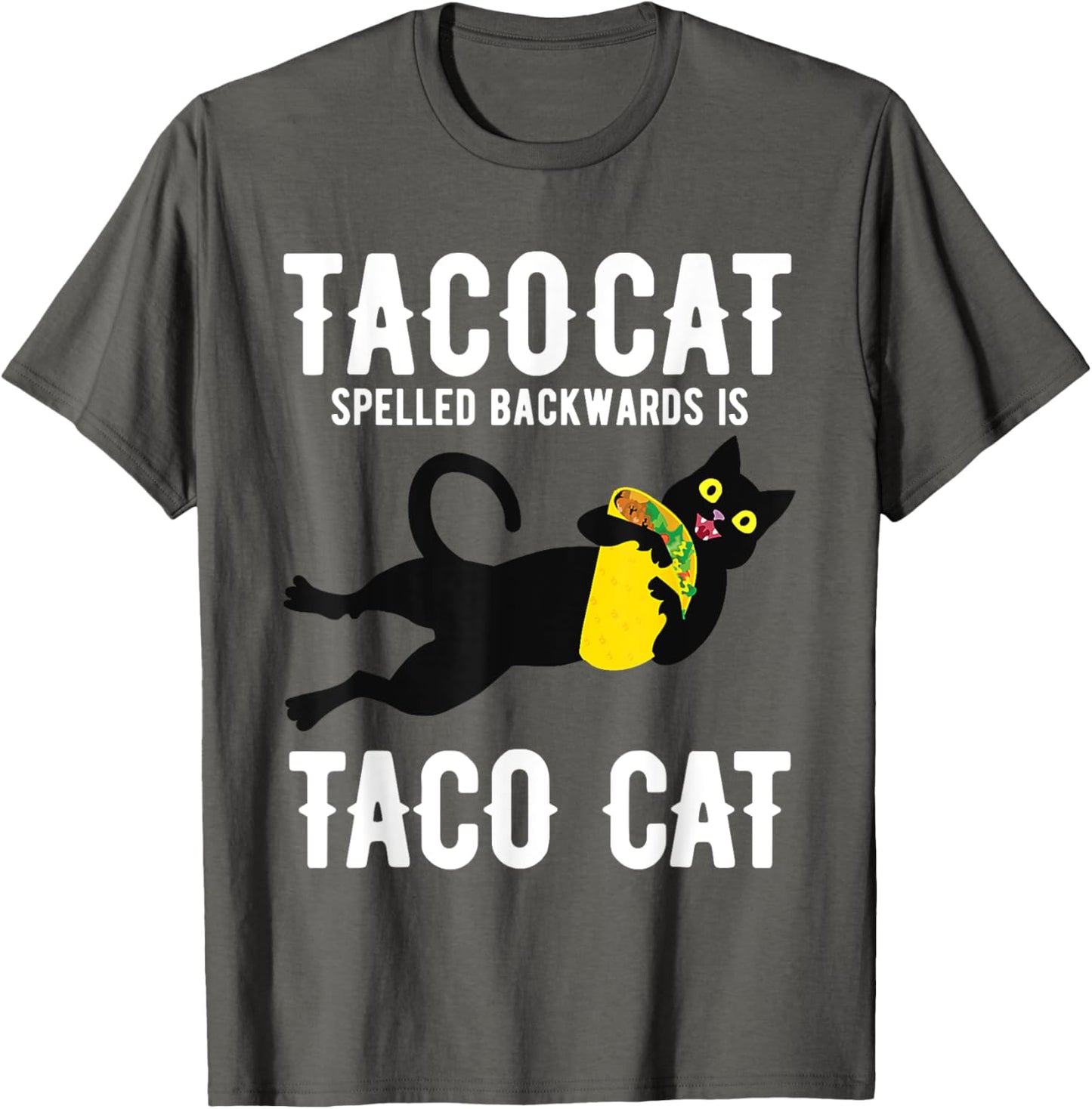 Taco Tuesday Shirt Black Cat Funny Spelled Backwards Tacocat T-Shirt