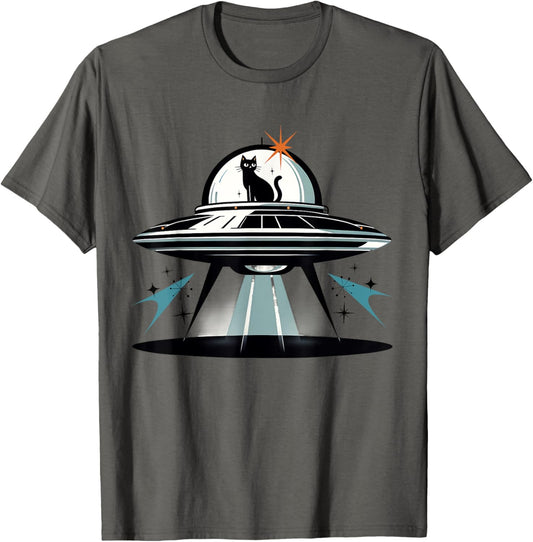 Midcentury Mid Century Cat Retro Atomic Age Space Capsule T-Shirt