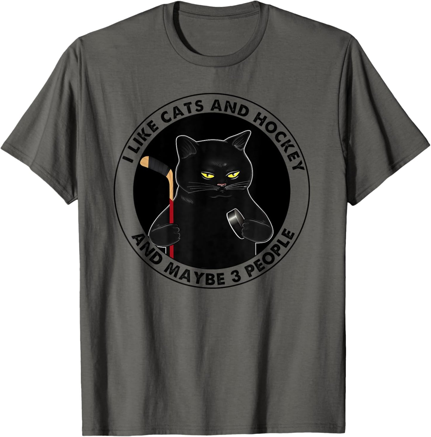 I like cats and hockey and maybe 3 people funny black cats T-Shirt