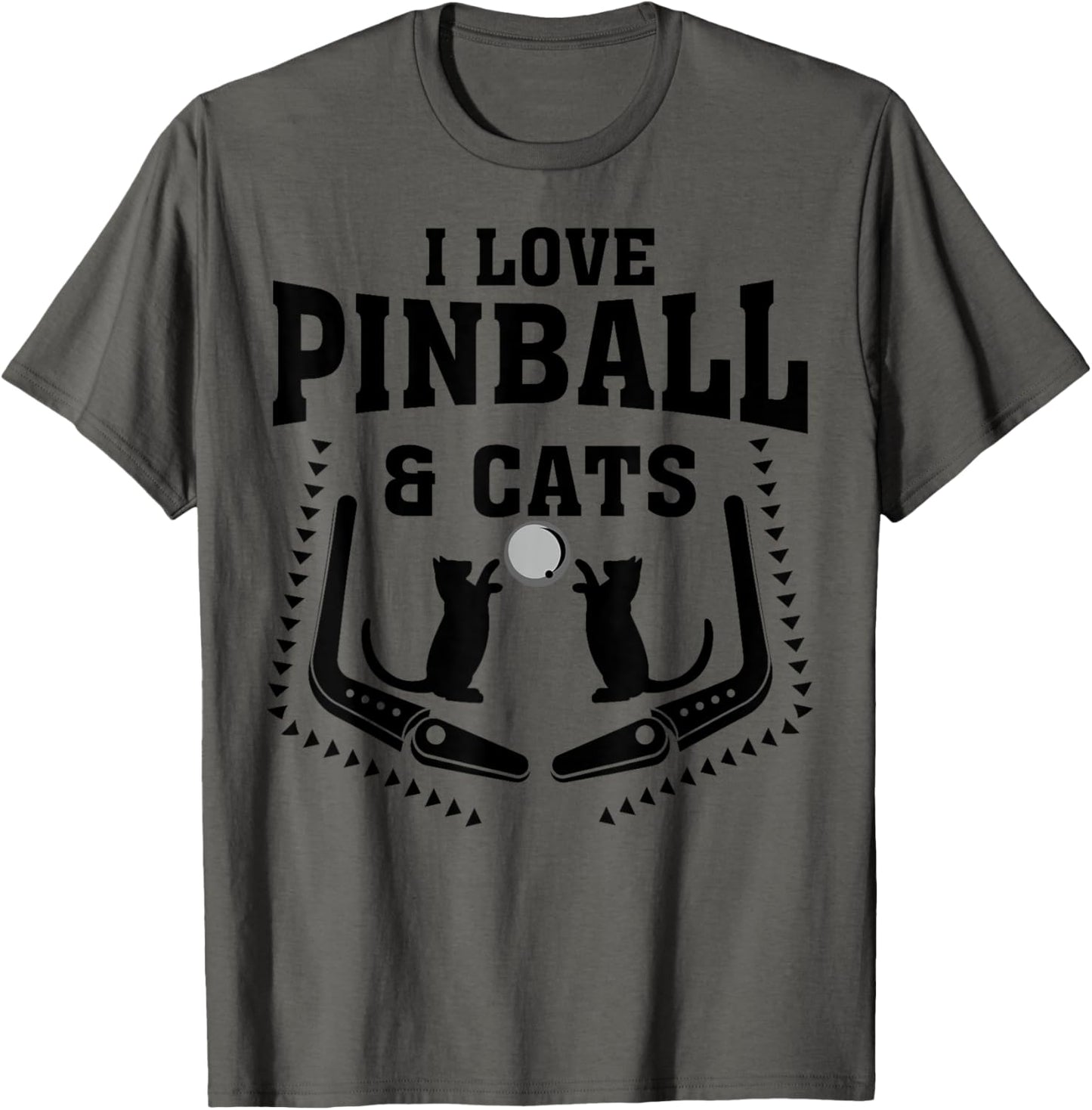 Funny I Love Pinball & Cats | Cool Arcade Machine Kitty Gift T-Shirt