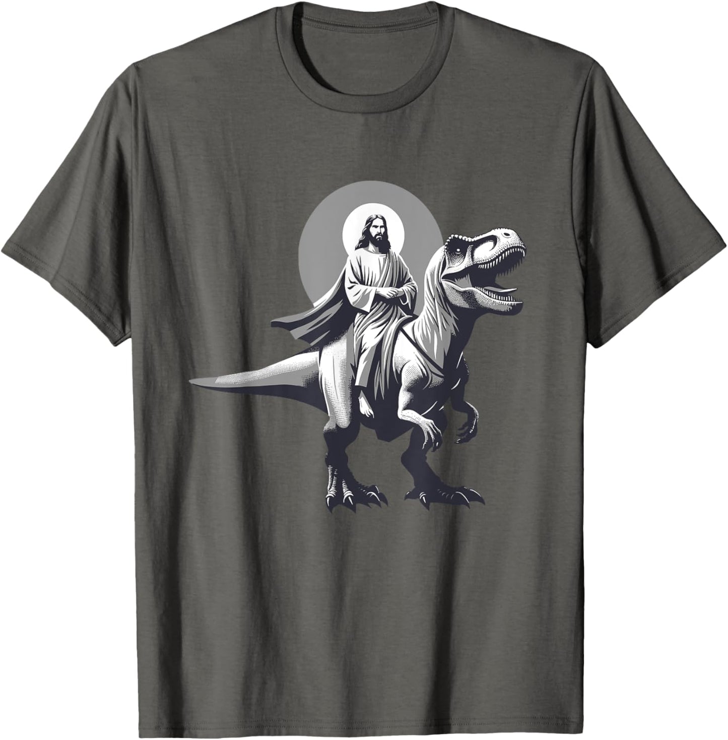 Funny Jesus Riding T-Rex Dinosaur Meme Parody for Believers T-Shirt