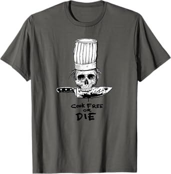 Bourdain Cook Free Or Die Funny Skull Chef Food T-Shirt