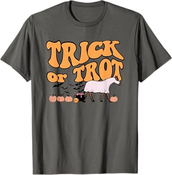 Retro Halloween Horse Spooky Horse Lover Trick Or Trot T-Shirt