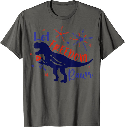 Let Freedom Rawr USA American Cute Dino Happy 4th Of July T-Shirt
