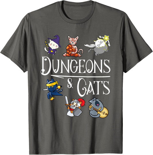Dungeons and Cats Funny Dragon Cat Kitten Lover Kitty Gift T-Shirt
