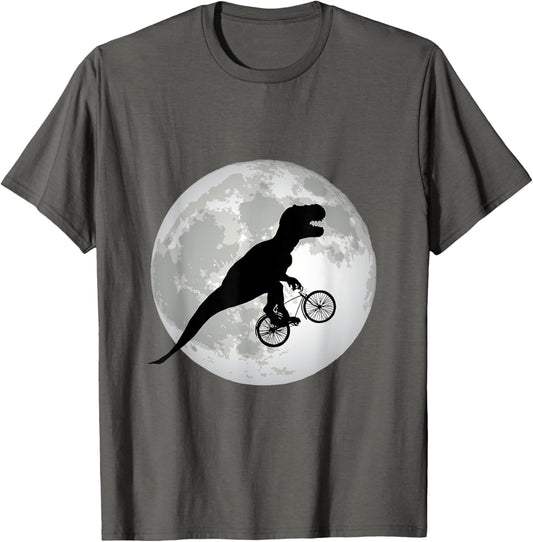 T-Rex Cycling Over The Moon, Trex on Bike, Funny Dinosaur T-Shirt