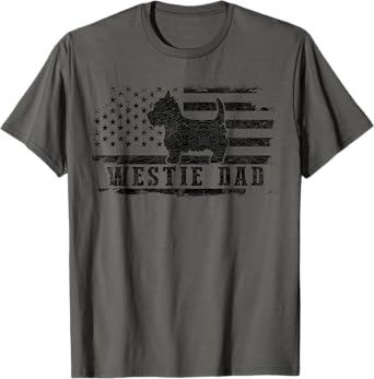 Westie Dad Distressed American Flag Patriotic Dog T-Shirt for Men