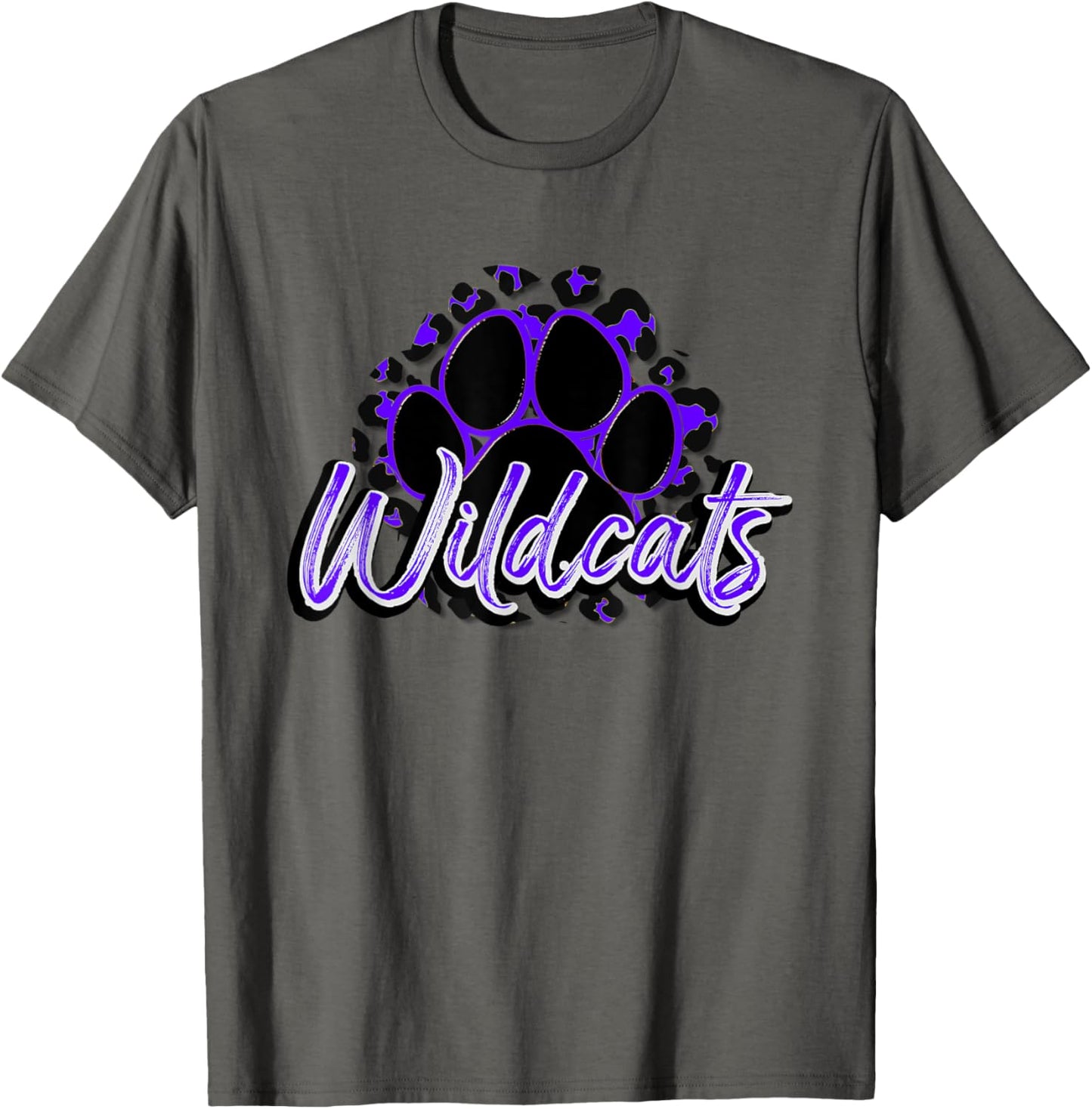 Wildcats Purple Black Cheetah School Sports Fan Team Spirit T-Shirt