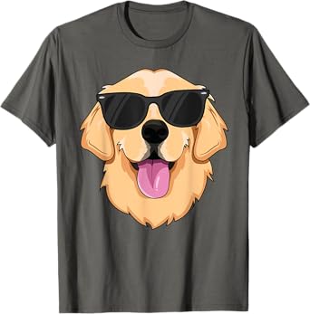 Cool Golden Retriever Sunglasses Dude Kids Boys Dog Lover T-Shirt