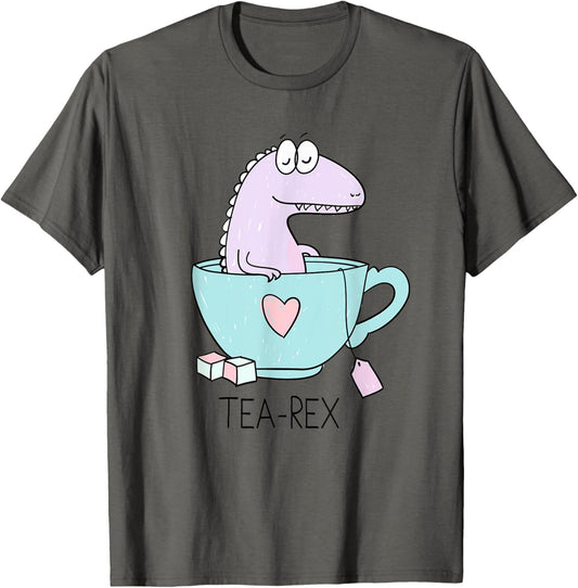 Dinosaur Puns T-Rex Dinosaur In Tea Party T Rex Meme Tea Rex Men Women Girls Kids T-Shirt
