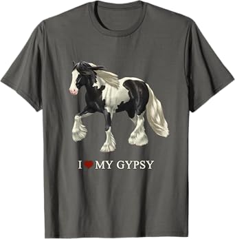 I Love My Black Pinto Gypsy Vanner Horse T-Shirt