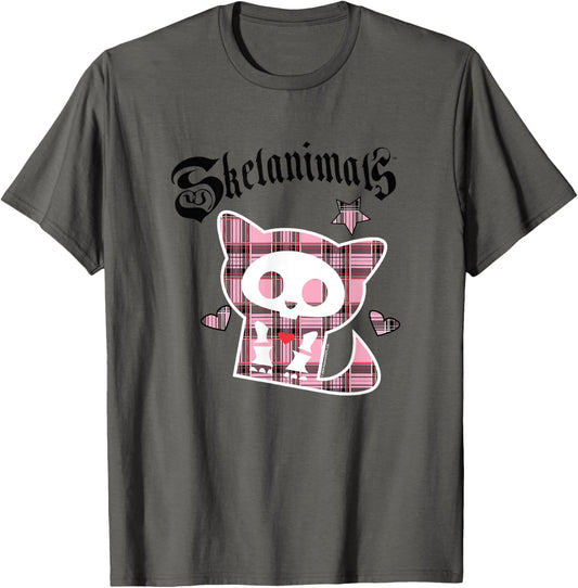 Kit Cat Vintage Pink Plaid Filled Kitten Icon T-Shirt
