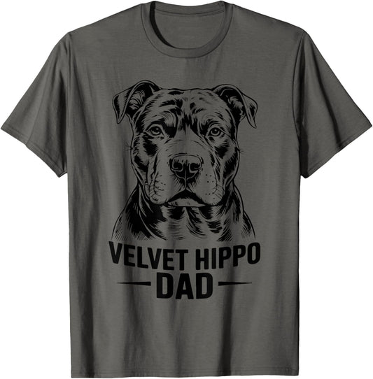 Velvet Hippo Dad Pitbull Dog American Bully Pitbull Owner T-Shirt