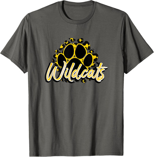 Wildcats Yellow Black Cheetah School Sports Fan Team Spirit T-Shirt