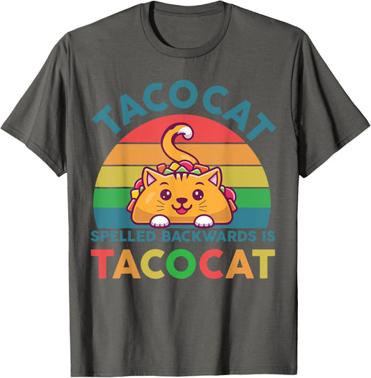 Taco-Shirt Women Men Youth Cute Spelled Backwards Taco-Cat T-Shirt