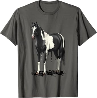 Funny Dripping Wet Paint Horse Black Pinto Horse Lovers Gift T-Shirt