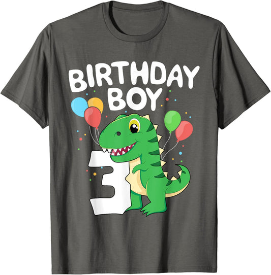 3rd Birthday Boy T-Rex Dinsoaur Party Third Kids Happy Gift T-Shirt