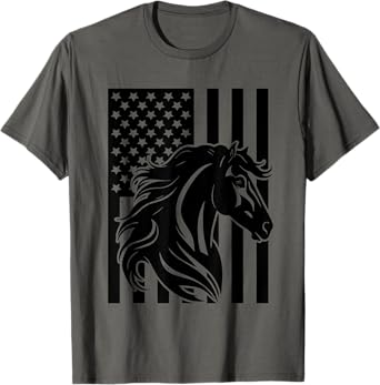 American Flag Horseback Riding Apparel - Horse T-Shirt