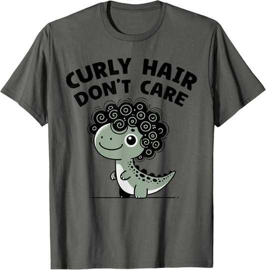 Vintage Funny Meme Cute Dinosaur With Curly Hair T-Shirt