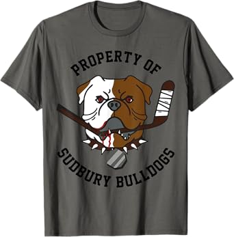 Retro Bulldog Property of Sudbury Bulldogs Classic Unisex Vintage Cartoon T-Shirt - Grey, Small