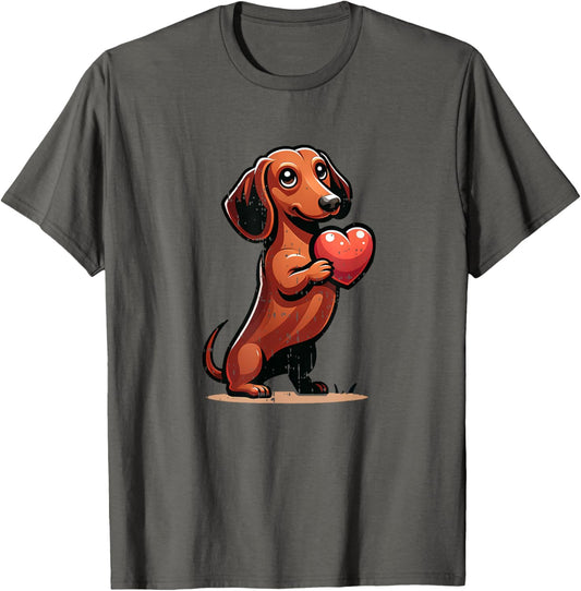 Cute Dachshund Valentines Day Heart Lover Dog Mom Dad Women T-Shirt