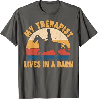 Funny My Therapist Lives In Barn Teen Girl Equestrian Horse T-Shirt