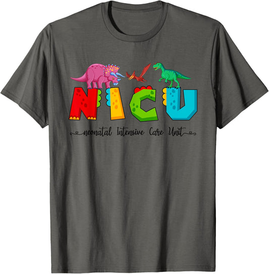 Retro NICU Nurse Dinosaur Neonatal Intensive Care Unit T-Shirt