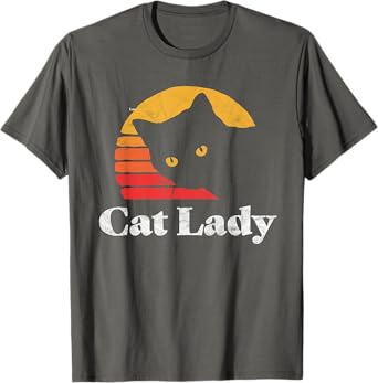 Vintage Retro Style Cat Lady 80's T-Shirt