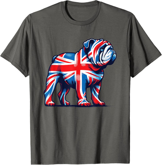English Bulldog British Union Jack Great Britain Flag T-Shirt