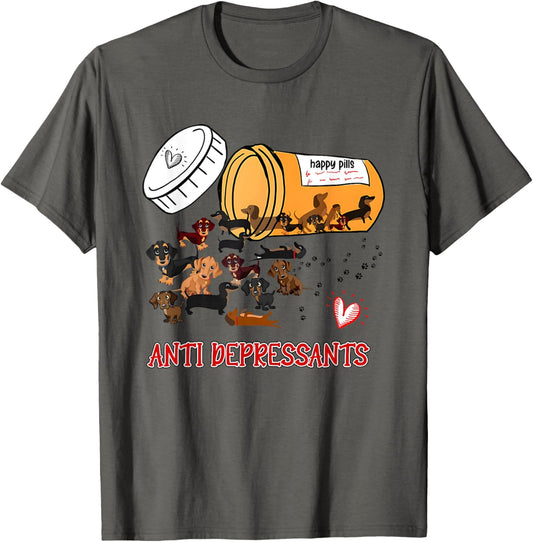 Dachshund Happy Pills Antidepressants T-shirt
