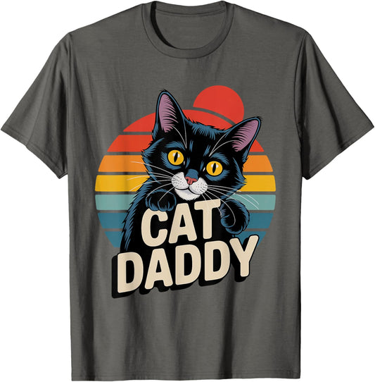 Retro Cat Daddy Sarcastic Dad Vintage Fathers Day Cat Lover T-Shirt