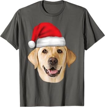Santa Hat Yellow Lab Portrait Labrador Xmas Holiday T-Shirt T-Shirt